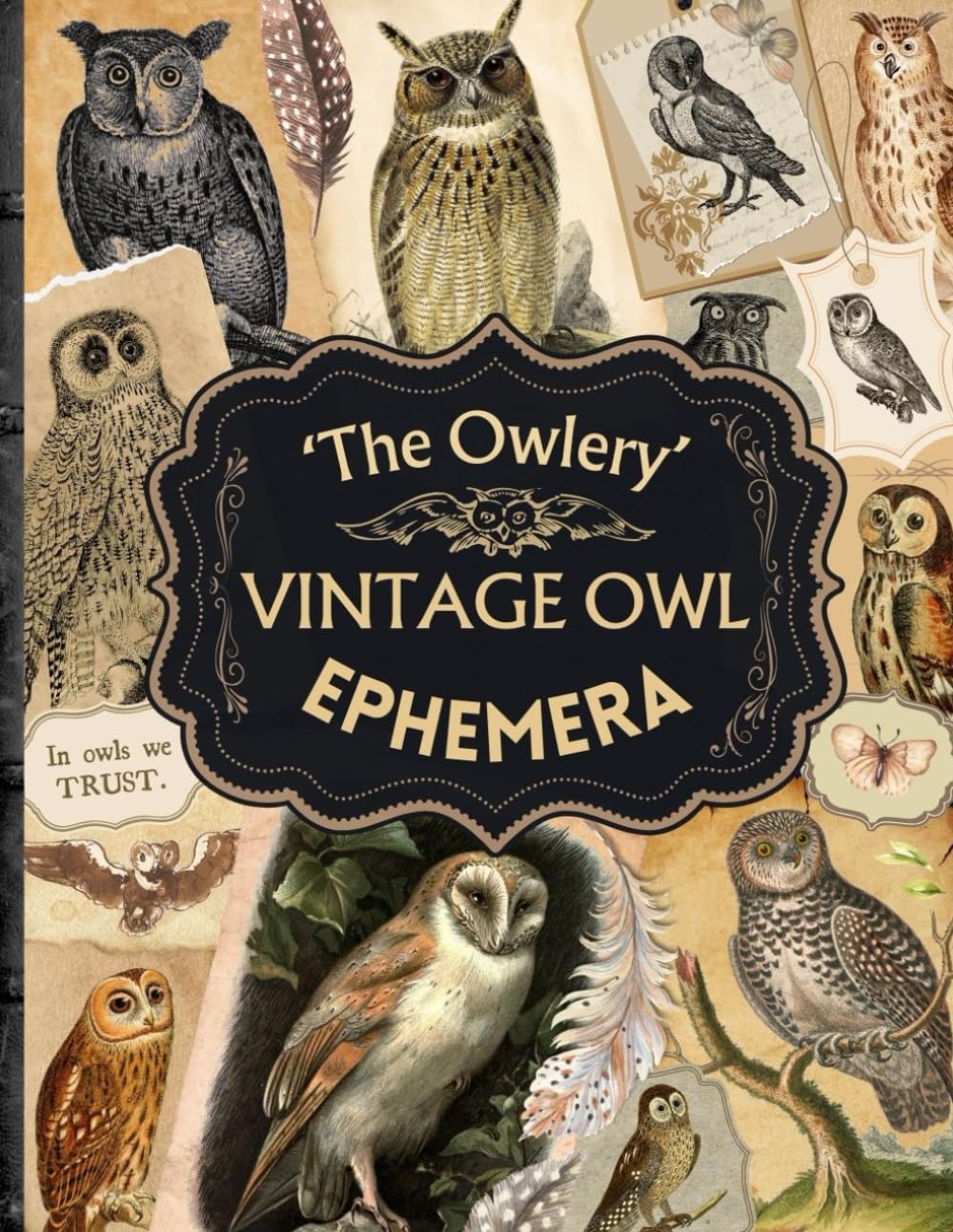 Vintage Owl Ephemera | The Owlery | Owls for Junk Journalling, Scrapbooking, Collage | Gifts for Owl Lovers | 8.5 x 11" Cutout Book