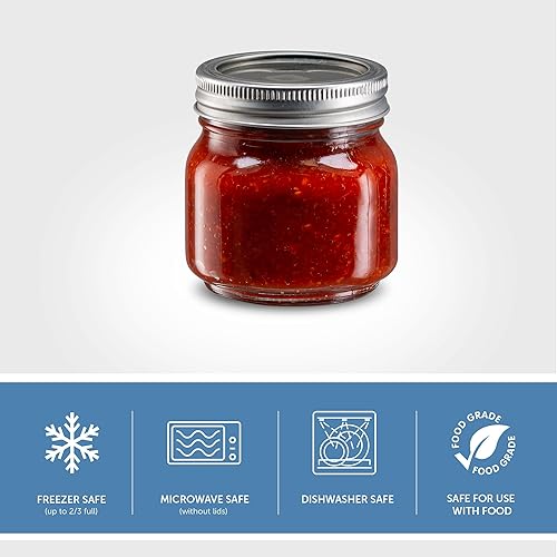 Miniatura 3 de Tarros de vidrio de 8 onzas con tapas y bandas, tarros Mason de boca regular para conservar alimentos, tarros de conservas para jugo, mermelada,