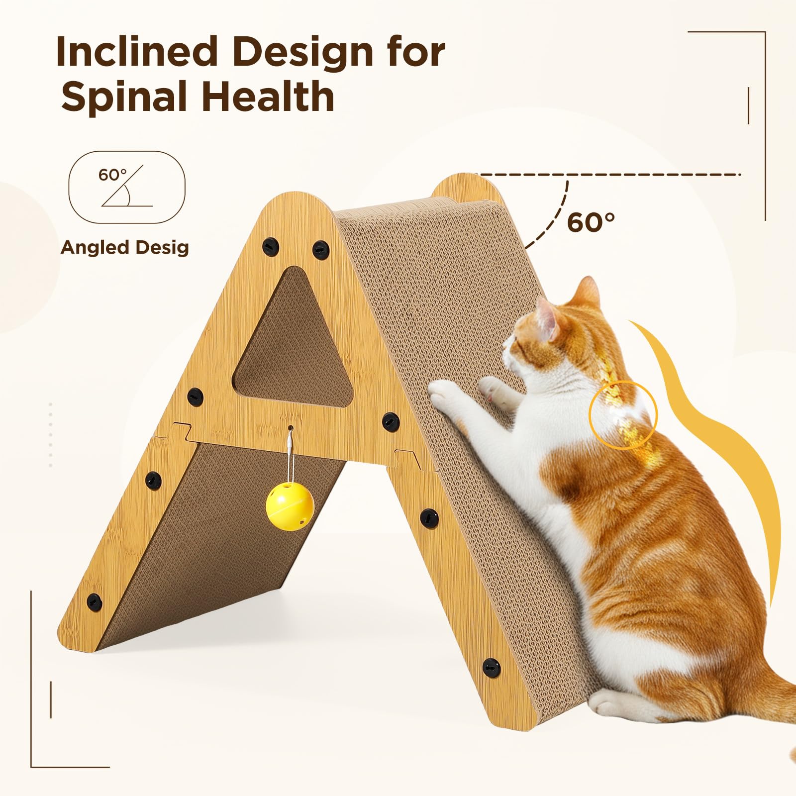 Gimars extra dick 3.5cm Kratzbrett für Katzen, A-Form Kratzpappe für Katzen, stabiles Kratzmöbel Katze, vertikal & horizontal nutzbar, 10kg belastbar