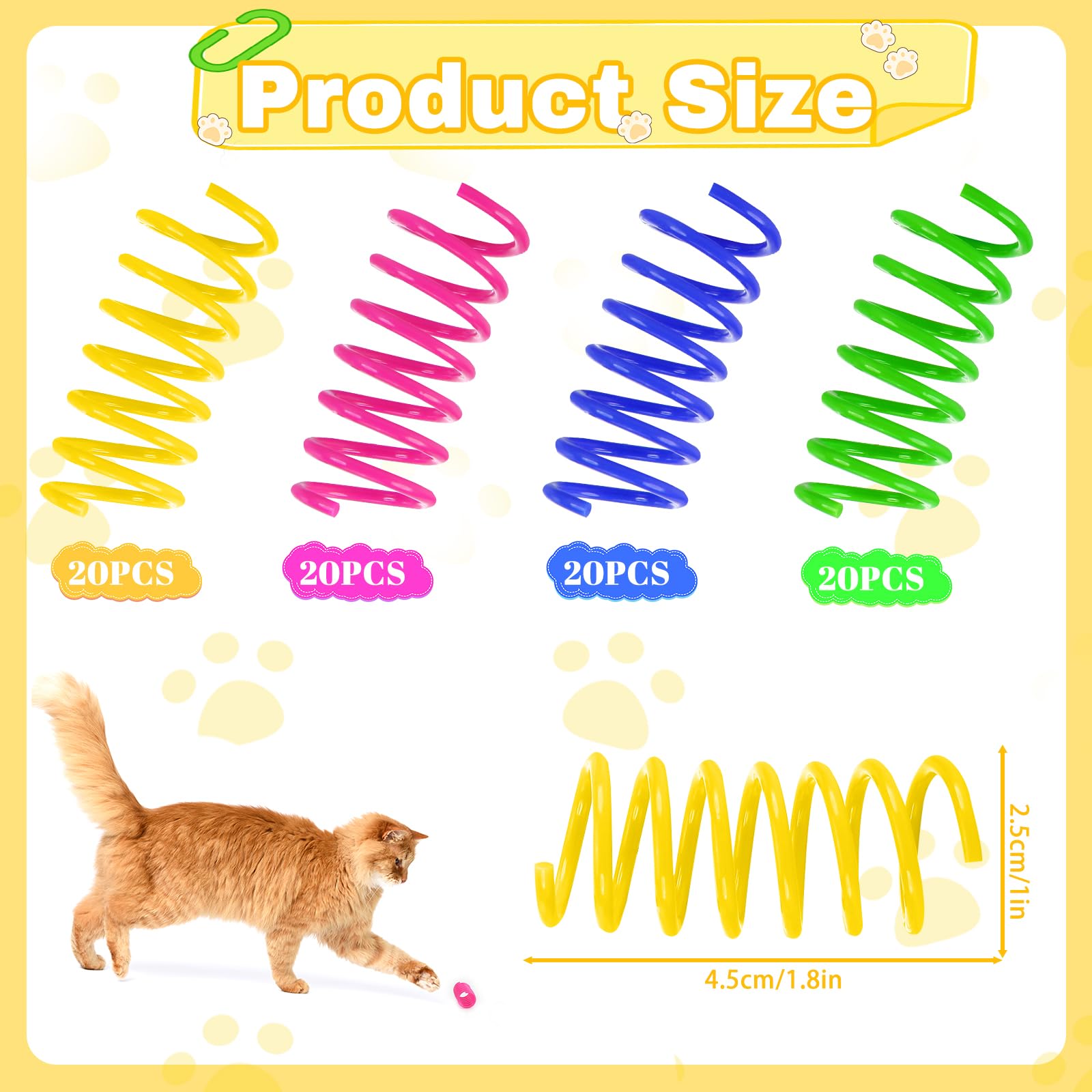 80 Pièces Ressort Chat Jouet avec Plumes en Spirale, Jouet Sautant pour Chats