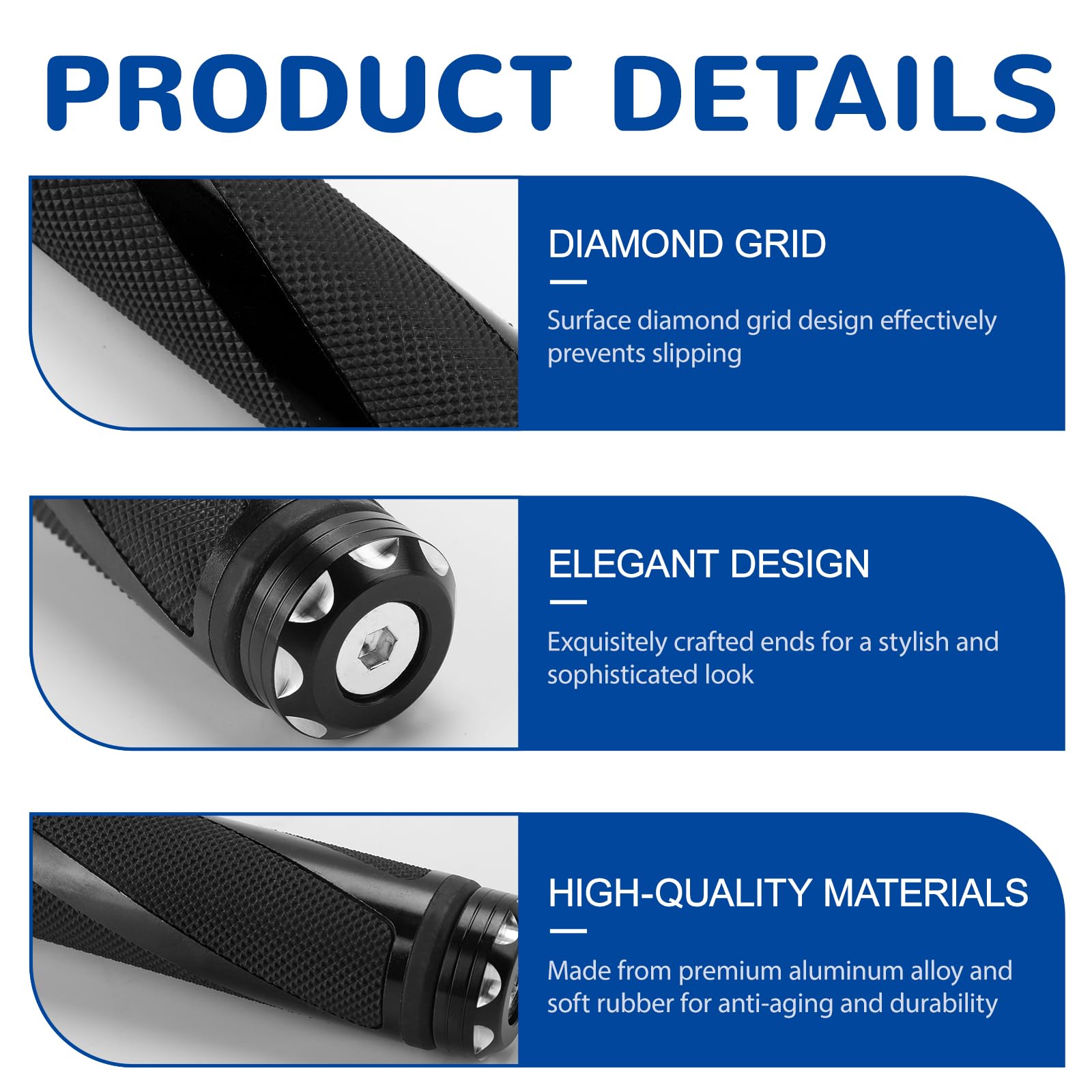 2PCS Motorcycle Handlebar Grips,22mm/24mm Motorbike Handlebar Rubber Grips,Non-slip Motorcycle Handle Bar Hand Grips,Bike Grips,Throttle Grip for Motocross Dirt Pit Bike Motorbike Grips — view 3