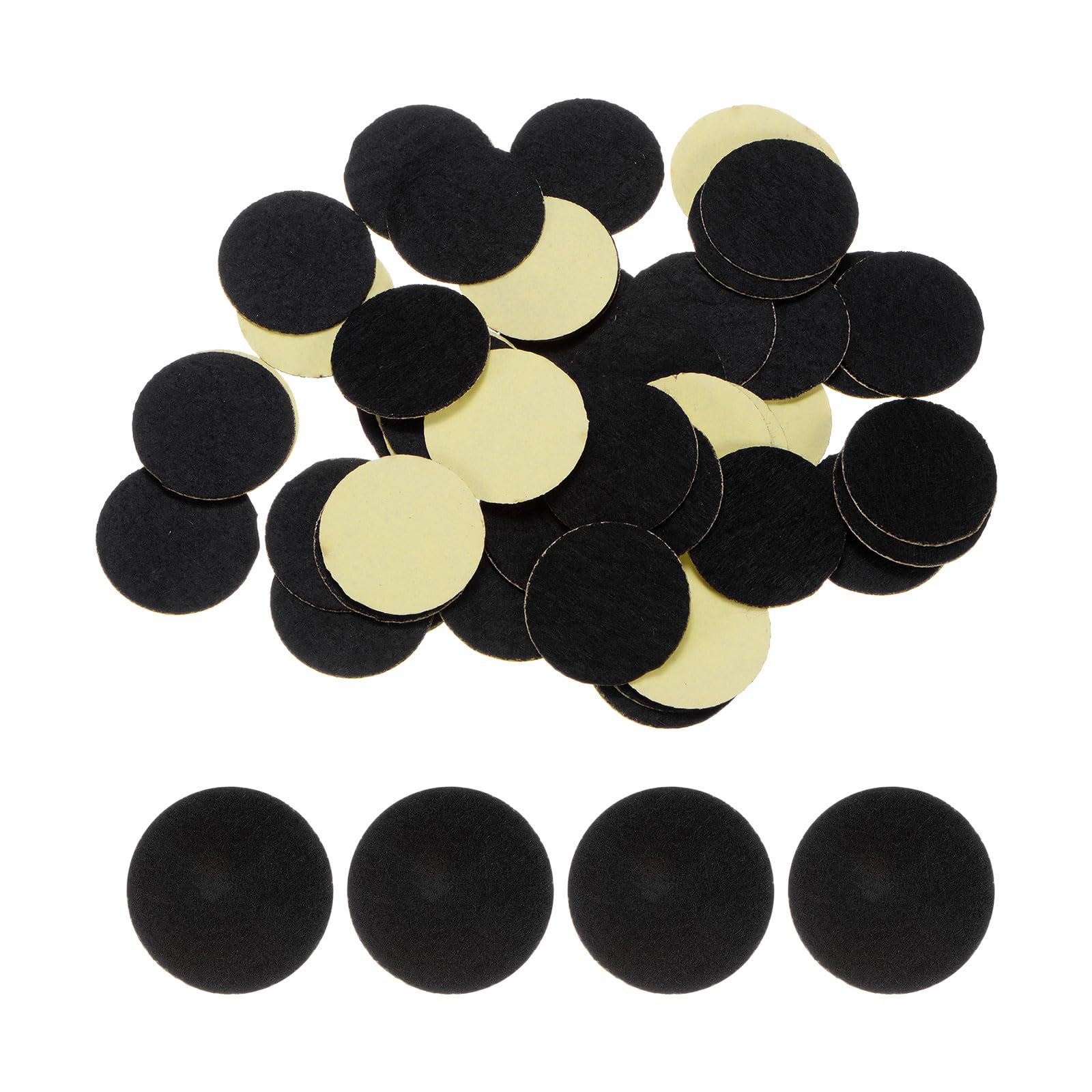 HARFINGTON 48pcs Round Adhesive Craft Stickers, 30mm 1-1/4" Pre Cut Felt Circles for DIY Sewing Handcraft Cut Projects, Black