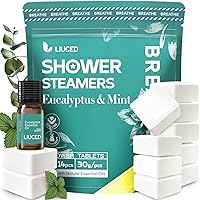 LIUCED 14+1 Eucalyptus & Mint Shower Steamers with 5ml Essential Oil - Sinus Relief Aromatherapy Bombs, Natural Self-Care Spa Gifts for Mom, Wife