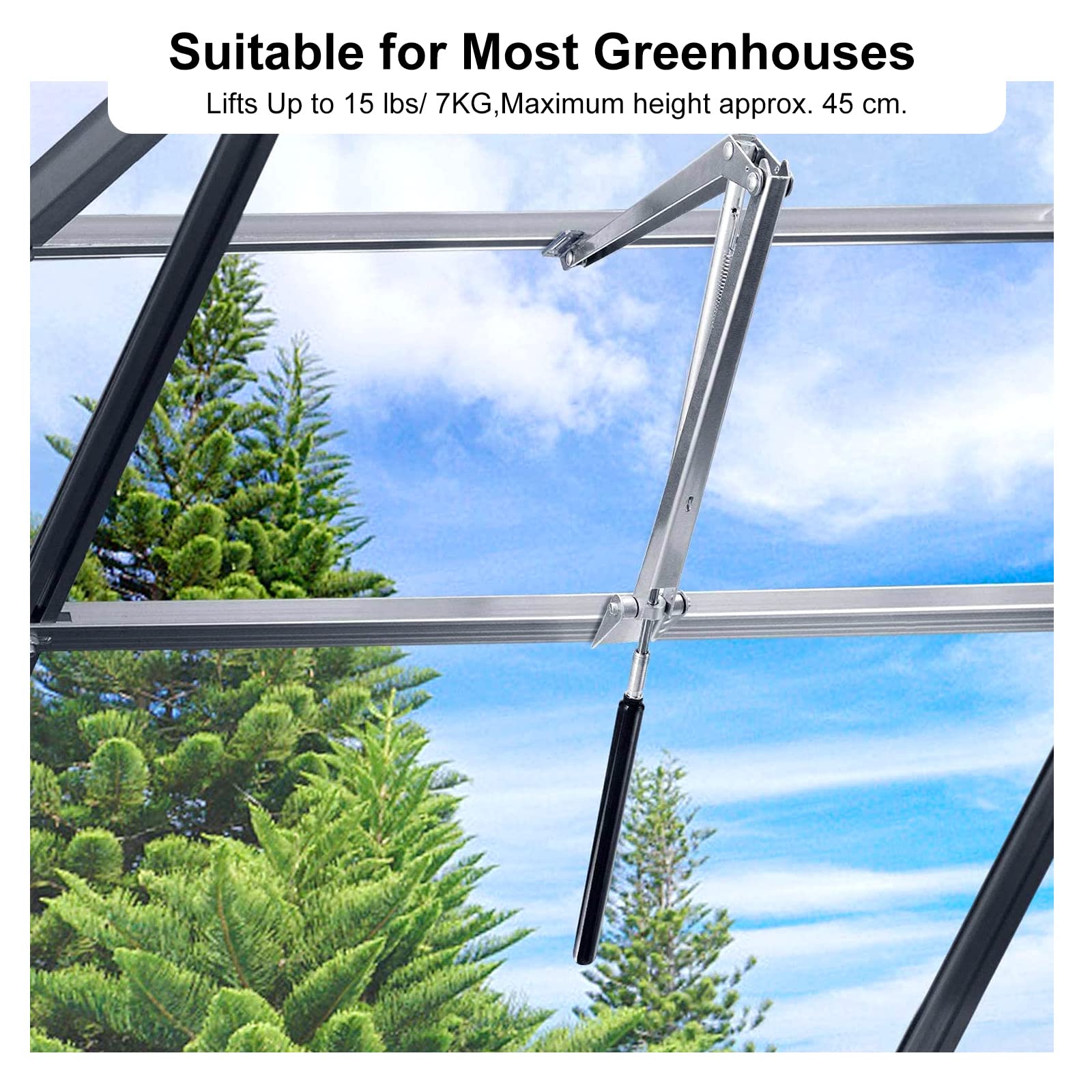 Automatischer Fensteröffner für Gewächshaus Automatisches Öffnen und Schließen Temperaturgesteuert 7kg Hubkraft 45cm Öffnungshöhe (1PCS)