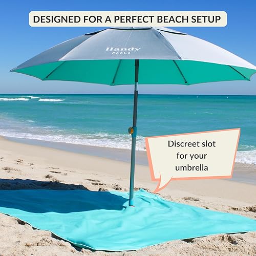 Miniatura 2 de Manta de playa de microfibra de felpa, tapete de playa extra grande para 1-4 personas, a prueba de arena, resistente al viento, agujero para