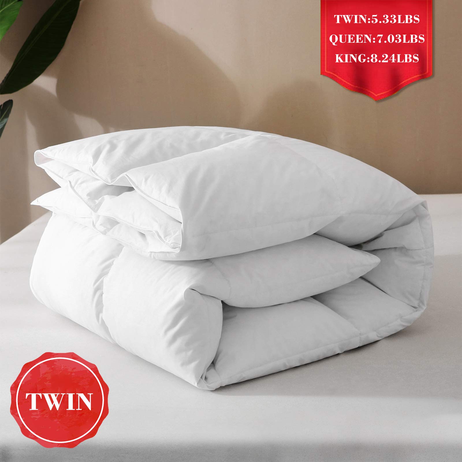 BPC Twin Size Down Comforter Goose Duck Down Comforter with Filling Down and Feather and 100