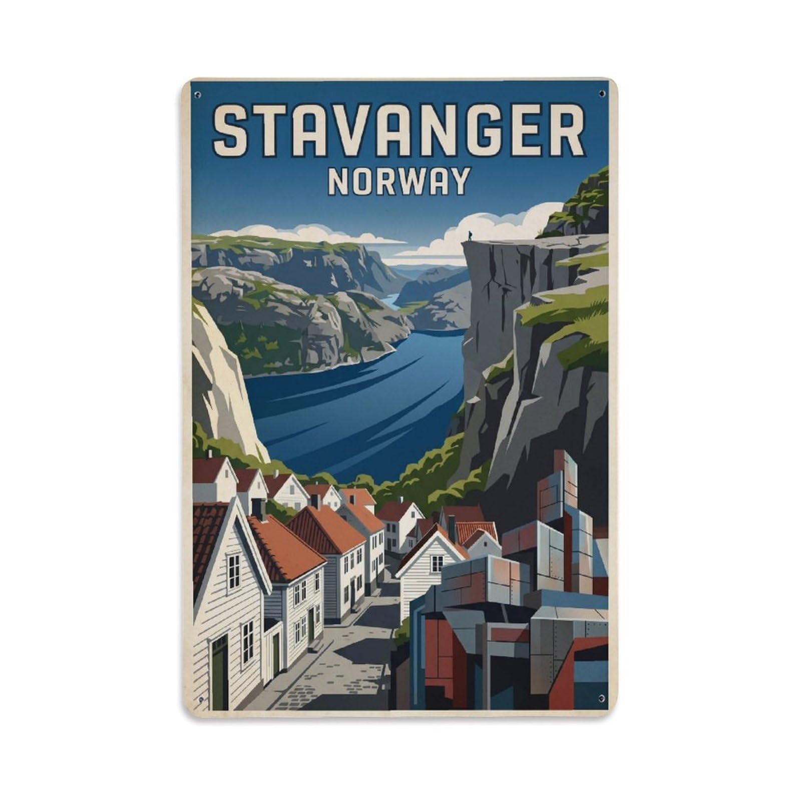 Metal Tin Sign Norway Stavanger Travel Retro