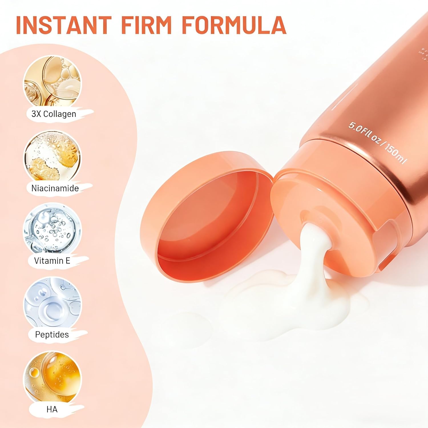 Collagen Peptides Night Wrapping Face Mask, Hyaluronic Acid Peel Off Masks with Vitamin E for Deep Hydrating and Smooth Looking, Overnight Facial Mask for Women Glass Skin, 150ML Large Size - Image 2