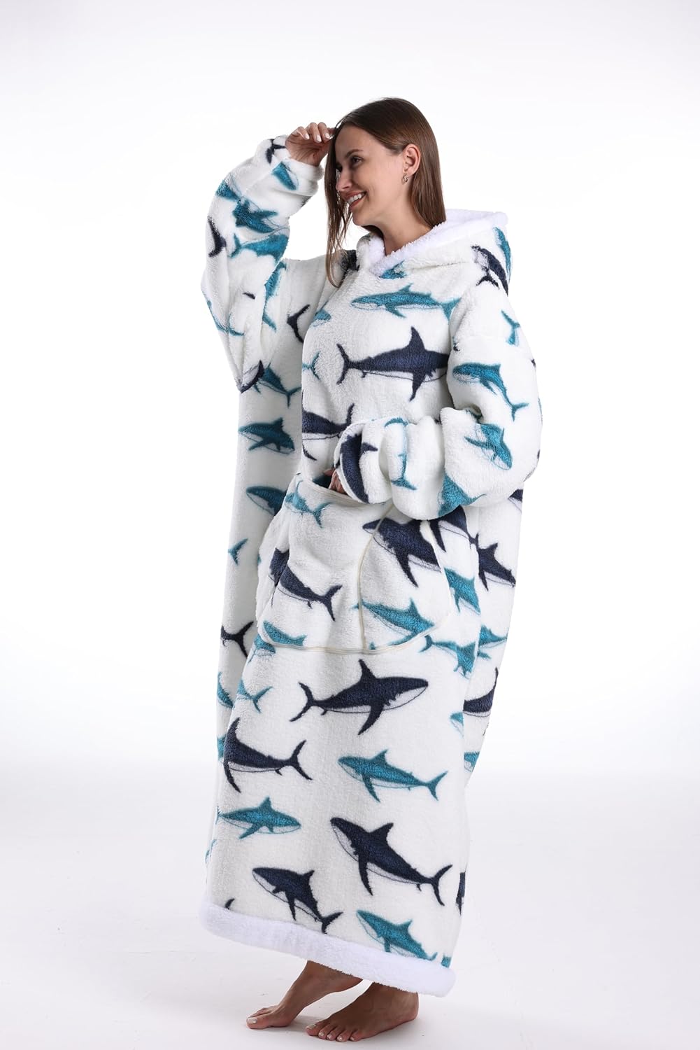 Blanket Hoodie, Long Hooded Blanket Sweatshirt as Birthday Gifts for Women Men, Long Wearable Blanket for Women Men. - Image 3