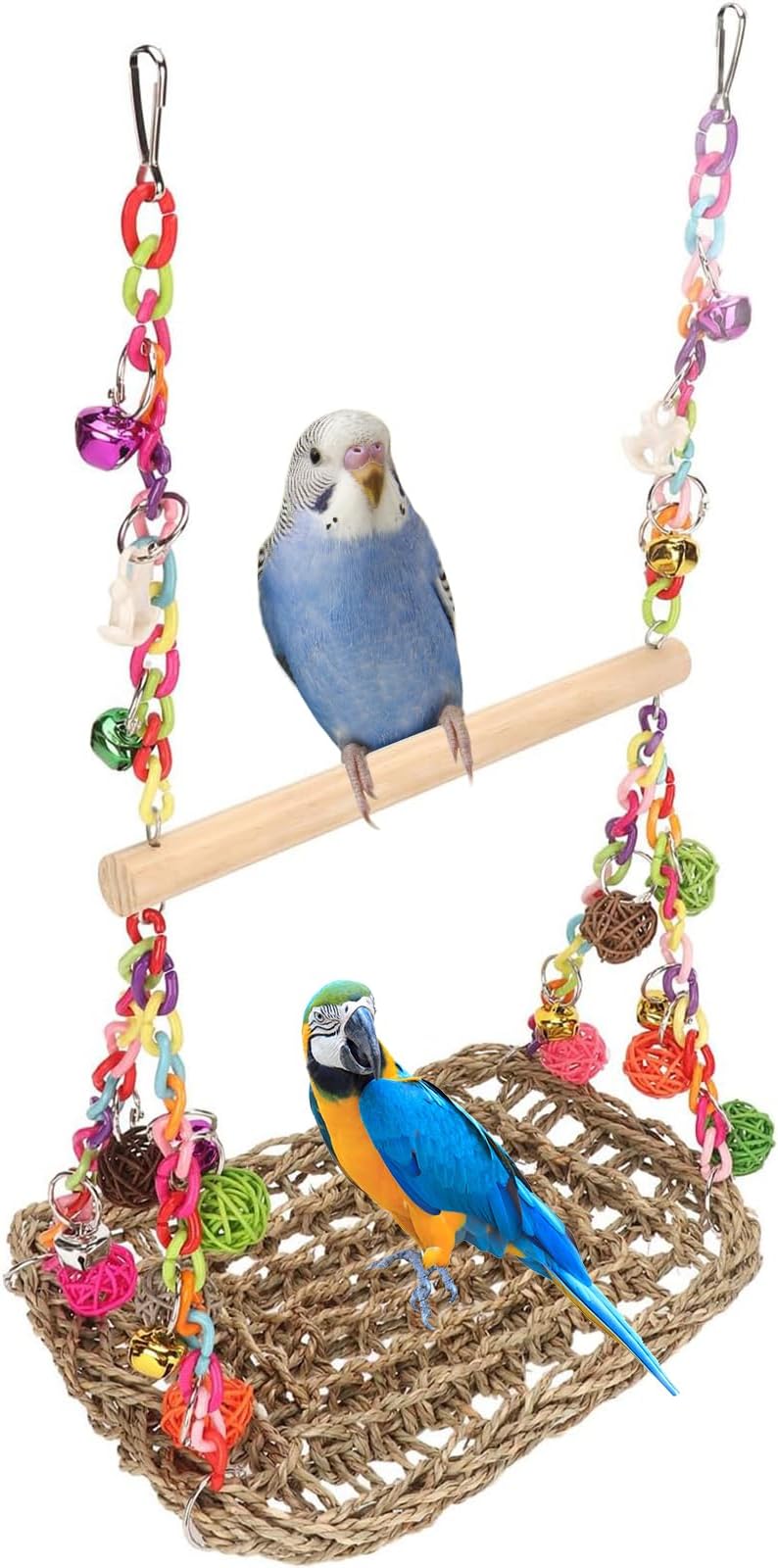Vogelspielzeug-Set Aus Naturholz – Bunte Schaukeln & Kletterelemente Für Sittiche & Co.