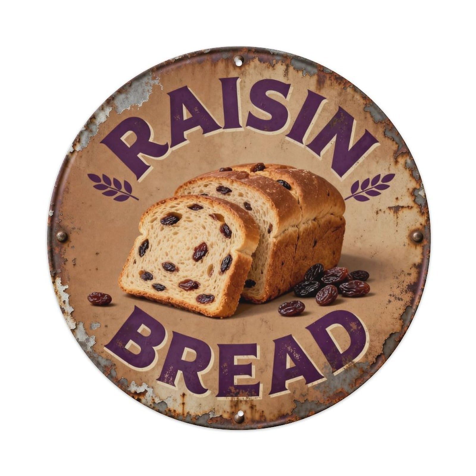 Raisin Bread Metal Tin Sign Plaque