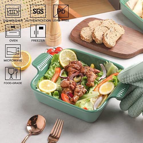 Miniatura 118 de Sweejar Ceramic Baking Dish, Rectangular Small Baking Pan with Double Handles, 20 Oz for Cooking, Brownie, Kitchen, 6.5 x 4.9 x 1.8 Inches(Red)