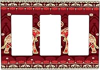 Vista 11 de Placa de interruptor de luz de elefante indio de 1 banda, placa de pared basculante individual, placa decorativa eléctrica GFCI para decoración