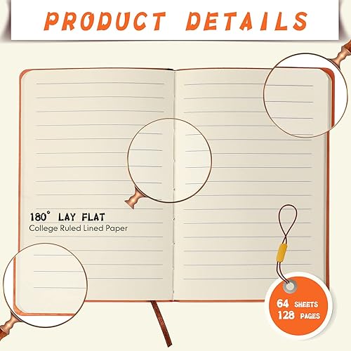 Miniatura 3 de PerKoop 48 cuadernos A6 de piel sintética con forro a granel, cubierta de piel sintética suave, cuaderno de escritura a rayas para escritura en