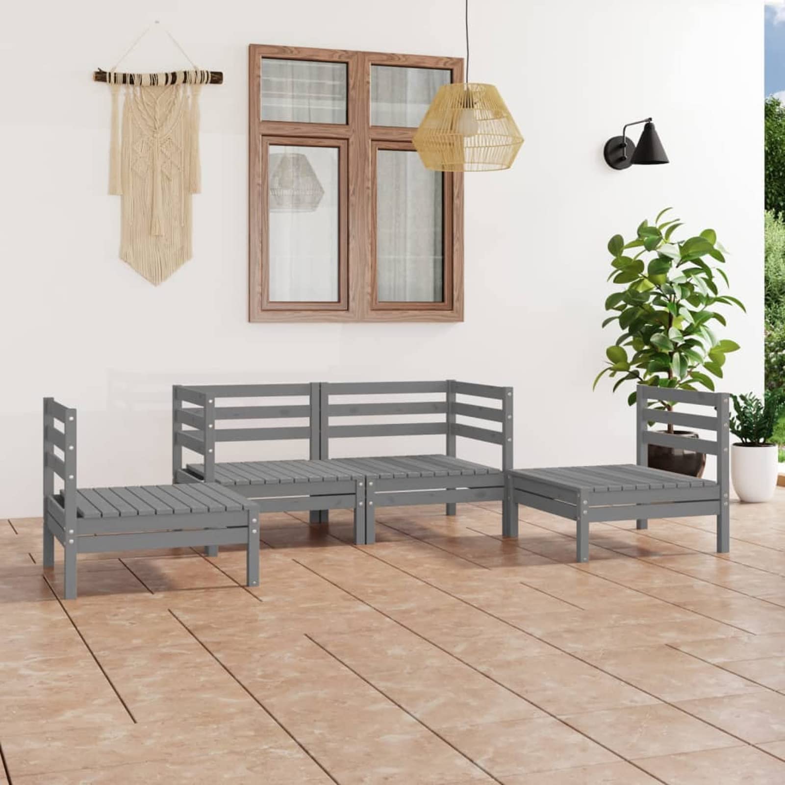 Meubles de jardin en pin massif gris Homgoday pour remplacer le plastique fragile