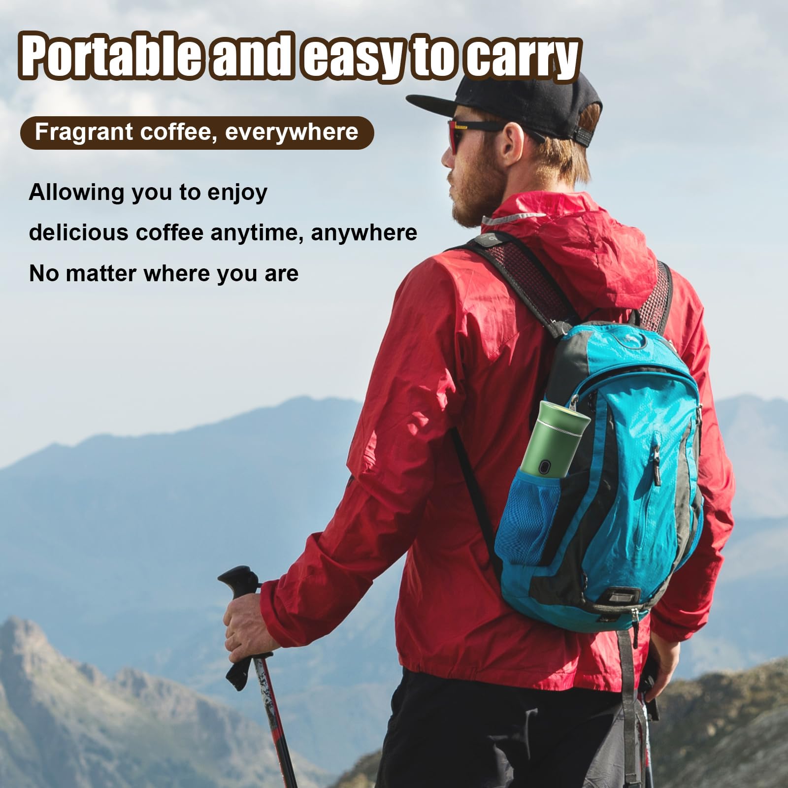 Macchina da caffè portatile a batteria, 12 V Caffettiera Elettrica per auto portatile, compatibile con capsule NS e caffè macinato per campeggio, auto, viaggio, verde (Verde)