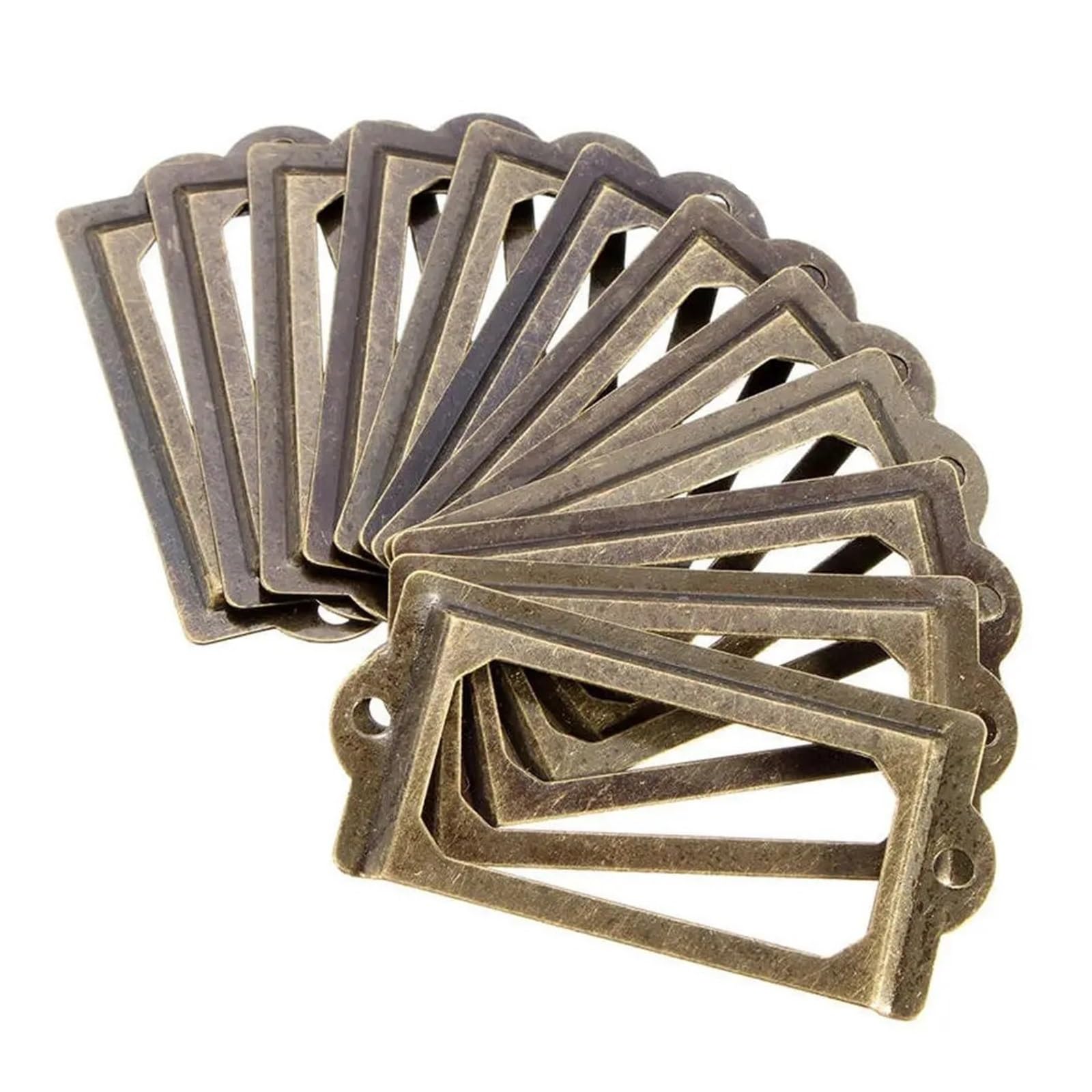 Cidegoo Metal Label Pull Frames 100Pcs Antique Brass Holders for Furniture Cabinet Drawers