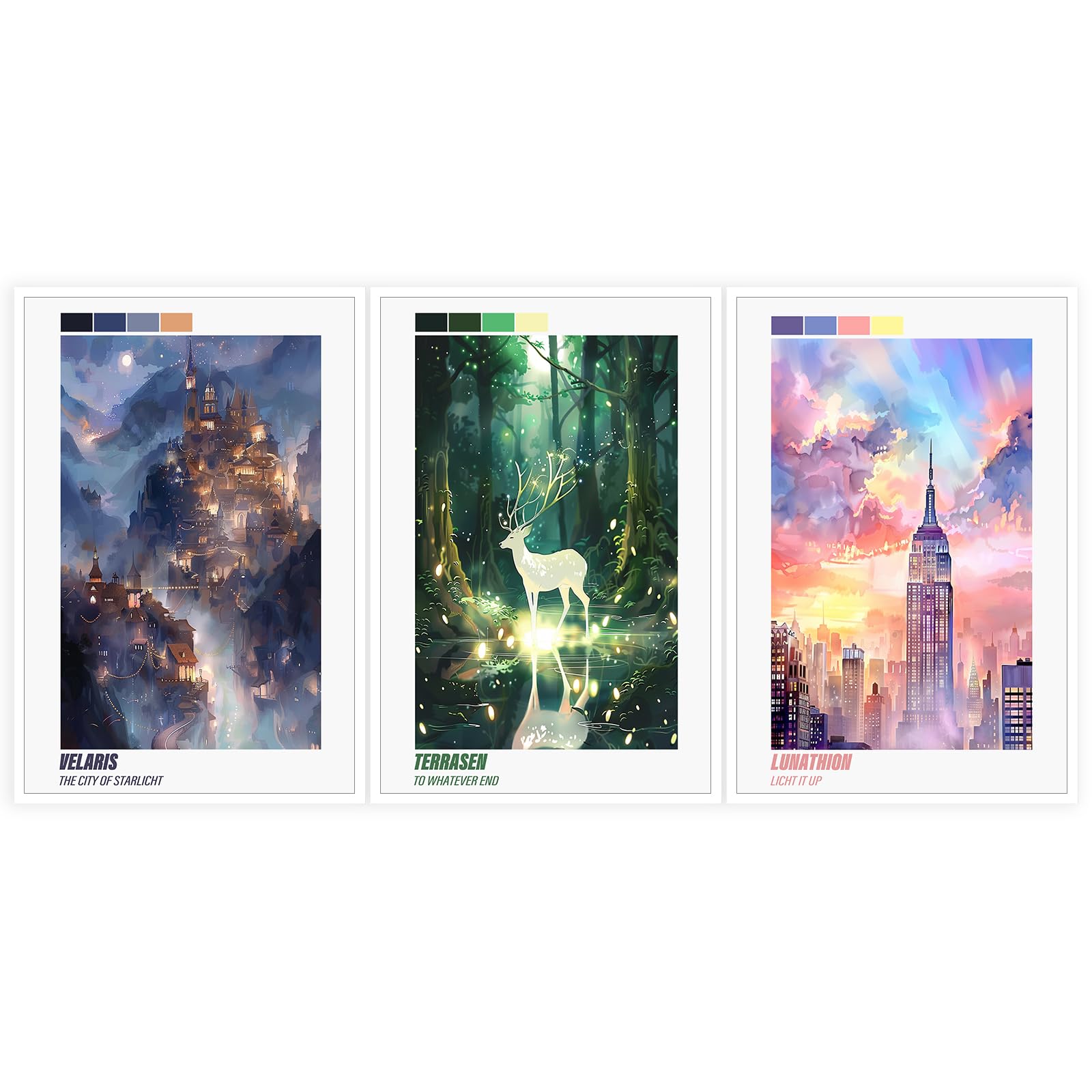 DFAIUY Set of 3 Sarah J. Maas Books Vintage Canvas Wall Art ACOTAR Glass Throne, Court of Thorns and Roses and Crescent City Series Art Poster Fantasy Prints Painting Decor Bedroom 16x24in Unframed