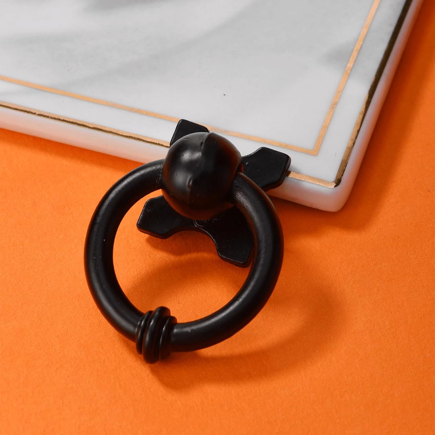 dophee 10Pcs Metal Ring Drop Pulls, Black Single Hole Cabinet Knobs Handles for Drawer Bin Wardrobe Dresser Cupboard Closet with Screws,33x40mm/1.30"x1.57"
