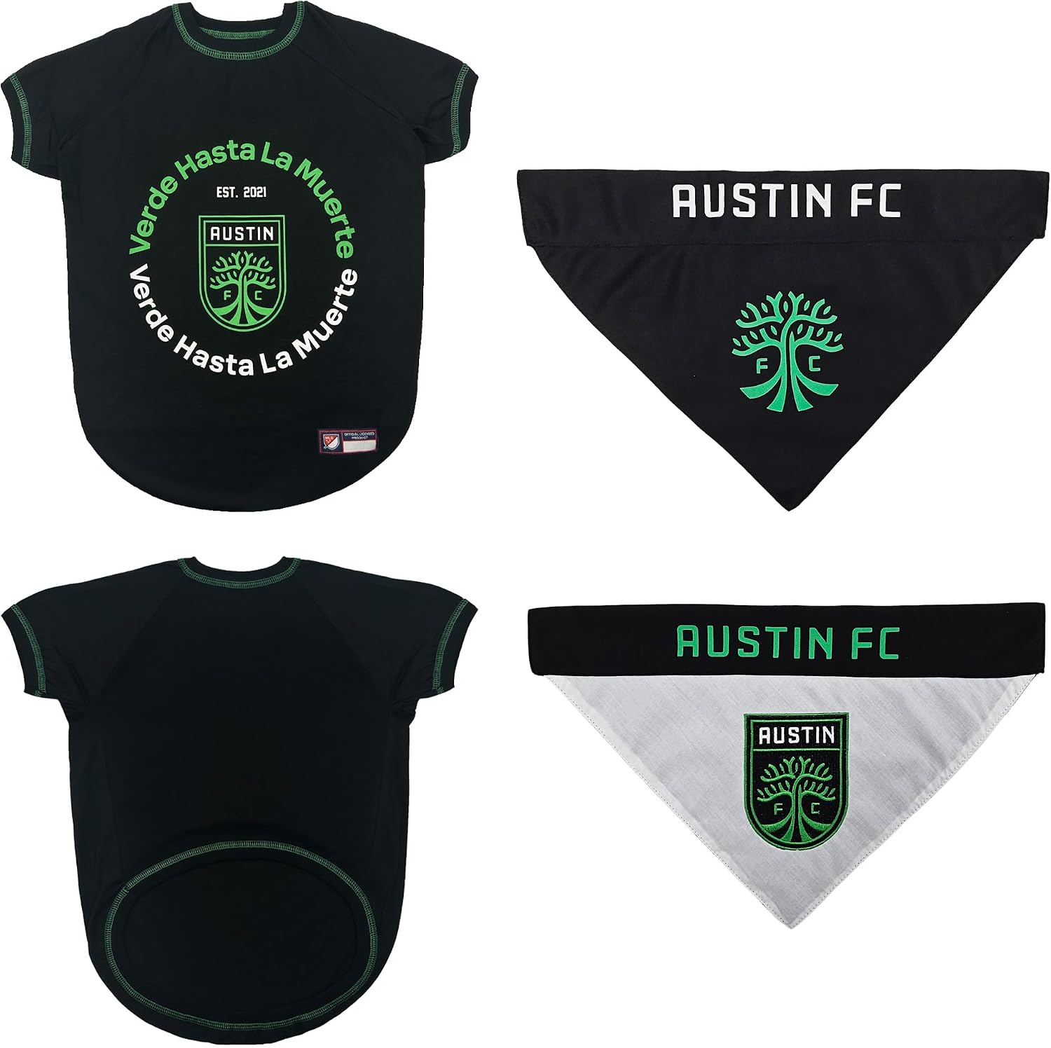 Inter Miami CF Dog T-Shirt & Reversible Bandana Set, Size X-Large | Official Inter Miami CF pet fan gear for puppies, dogs, cats, tailgates, and MLS watch parties.