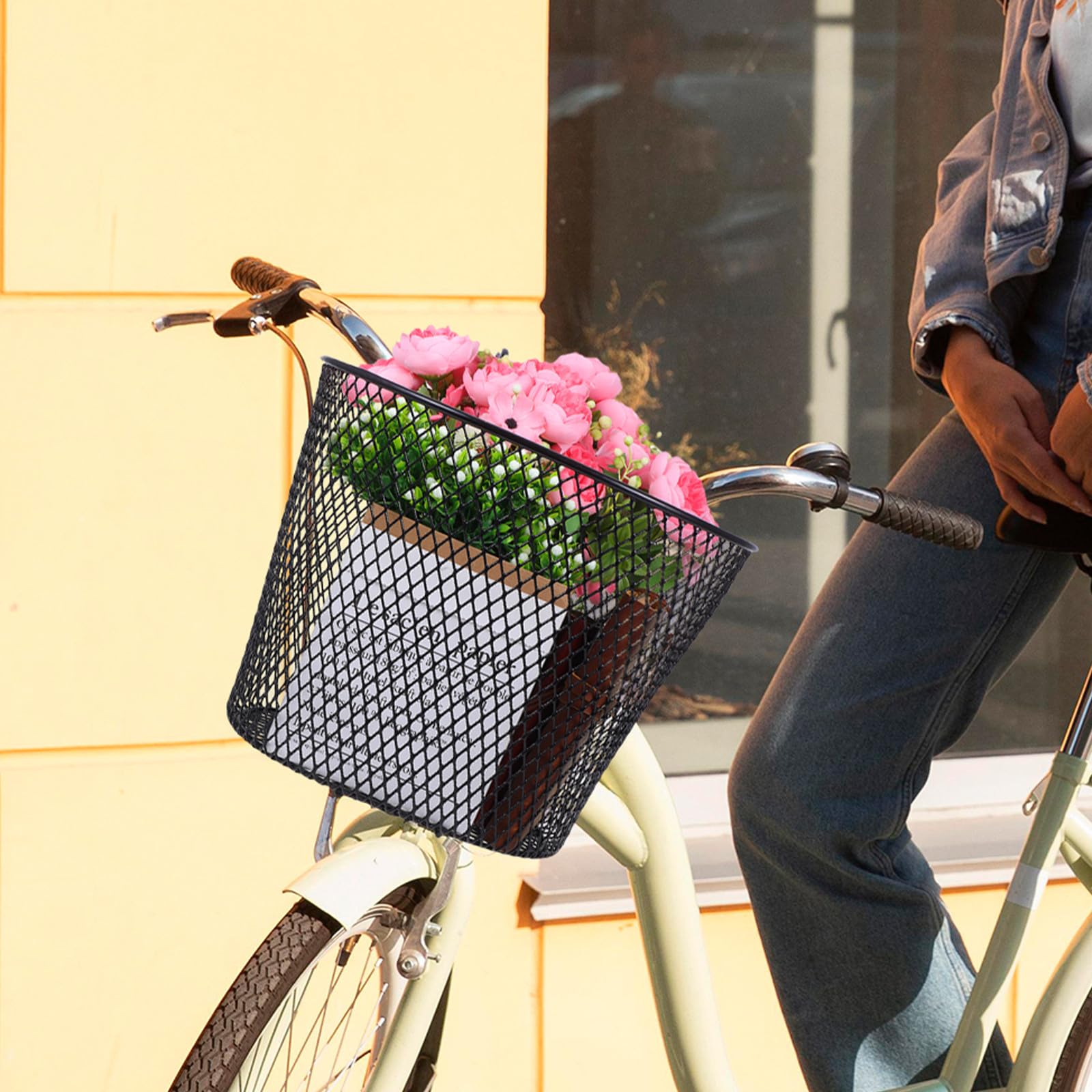 Zerodeko Praktischer Fahrradkorb Vorne aus Robustem Eisen mit Haken Großer Frontkorb für Kinderroller und Fahrrad Abnehmbar Glatte Oberfläche Vielseitiges Fahrradzubehör