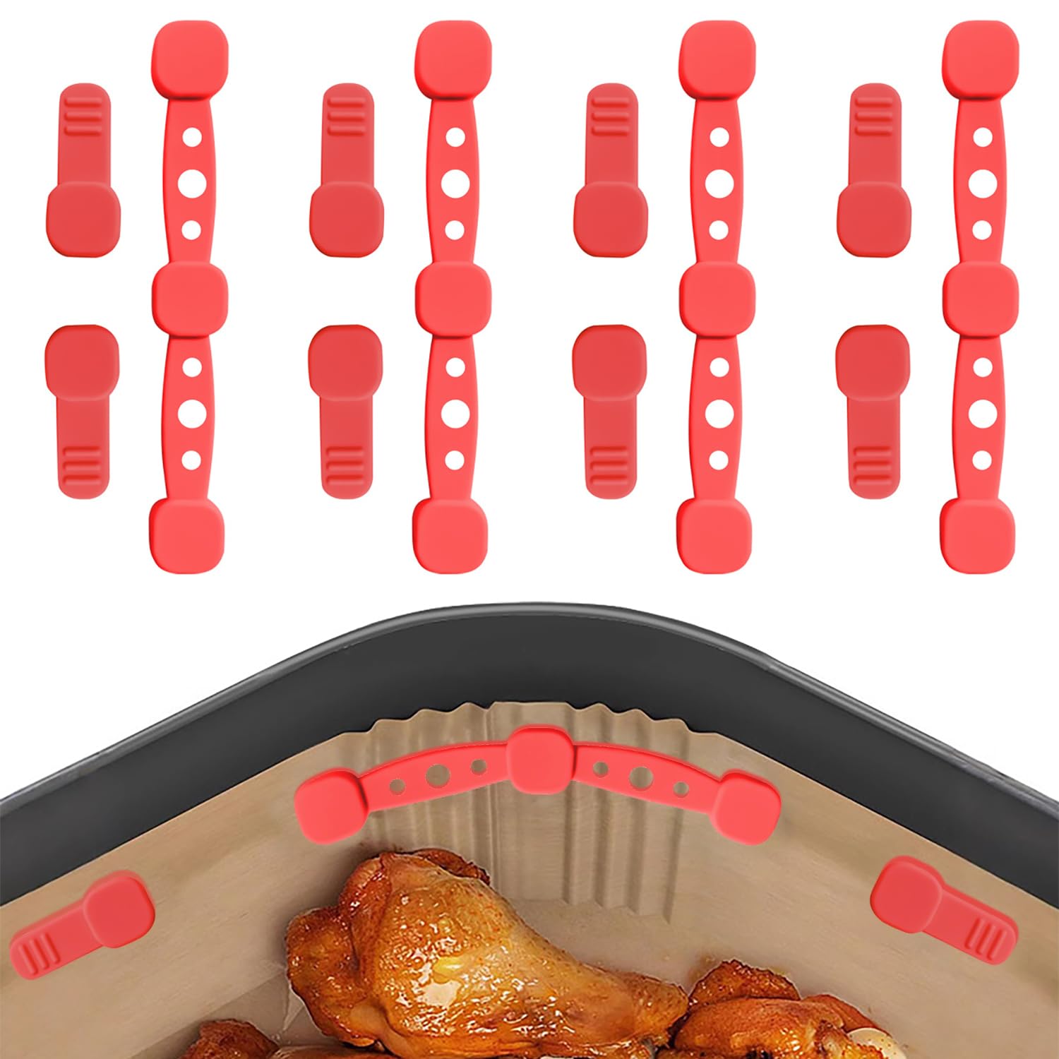 Yatrosynth 12 Stück Magnete für Airfryer Backpapier, Magnetische Backpapier Befestigungsschnalle, für Die Luftfritteuse Zum Festhalten Von Pergamentpapier - Runde Grau