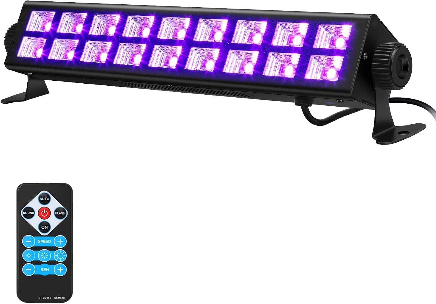 54W Black Light with Remote, 18 UV LED Blacklight Bar Glow in The Dark Party Supplies, Light Up 25x25ft for Glow Party Halloween Decorations Christmas