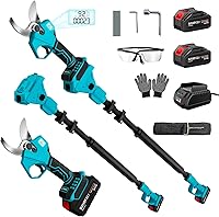 Vista 12 de Sierra de poste 4 en 1 y tijeras de podar eléctricas, sierras de poste de 6 pulgadas para podar árboles, tijeras de podar inalámbricas con poste