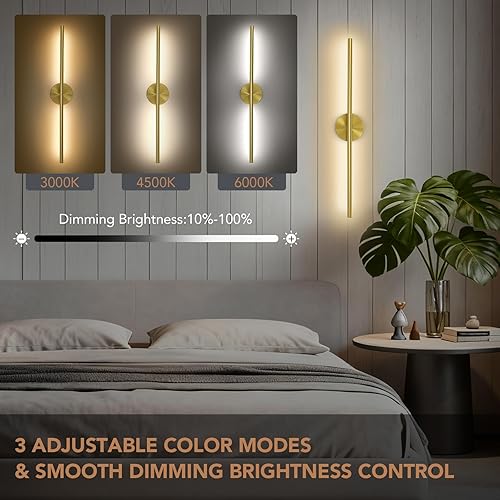 Miniatura 2 de TONYFUL Juego de dos apliques de pared a pilas, lámpara de pared recargable con bombillas regulables de 6000 mAh y control remoto, 3000K-6500K luces