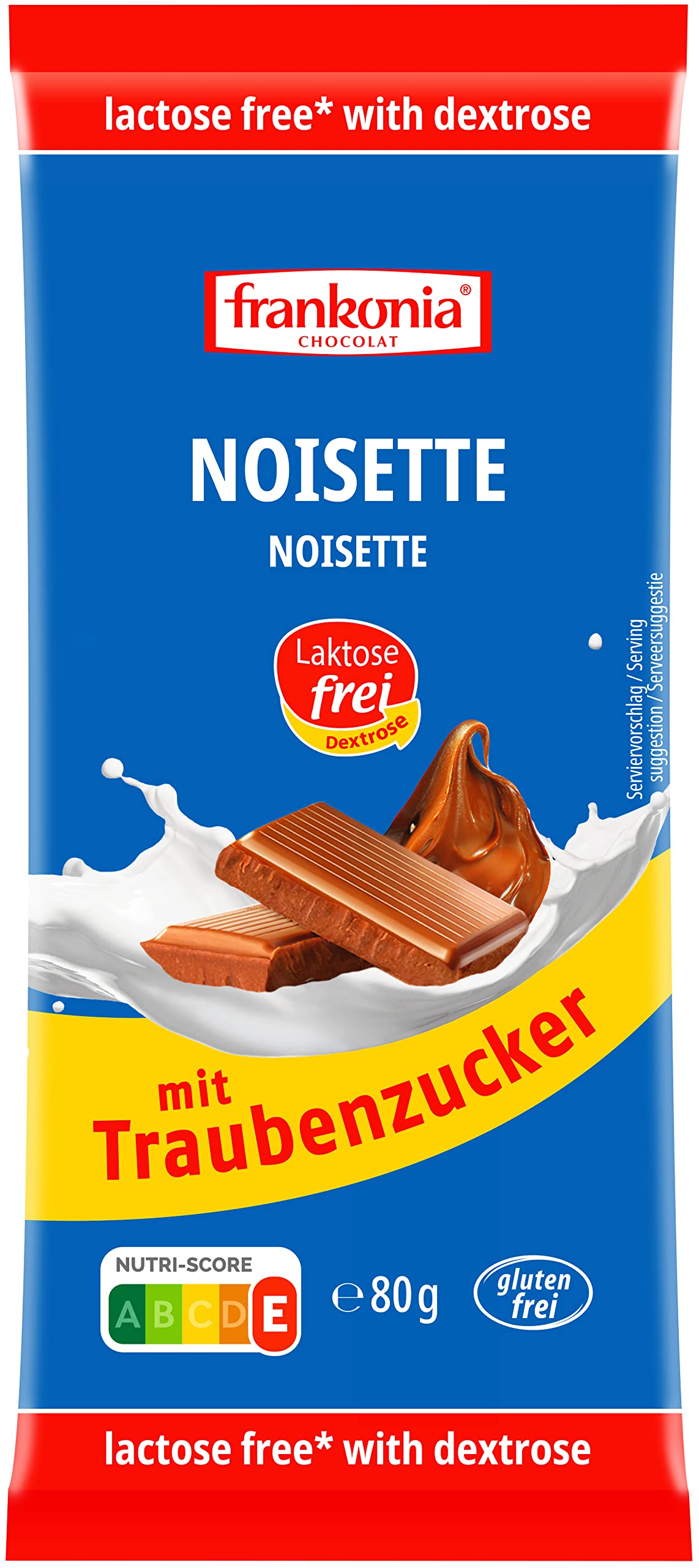 frankonia CHOCOLAT Noisette mit Traubenzucker laktosefrei & glutenfrei, 80 gramm