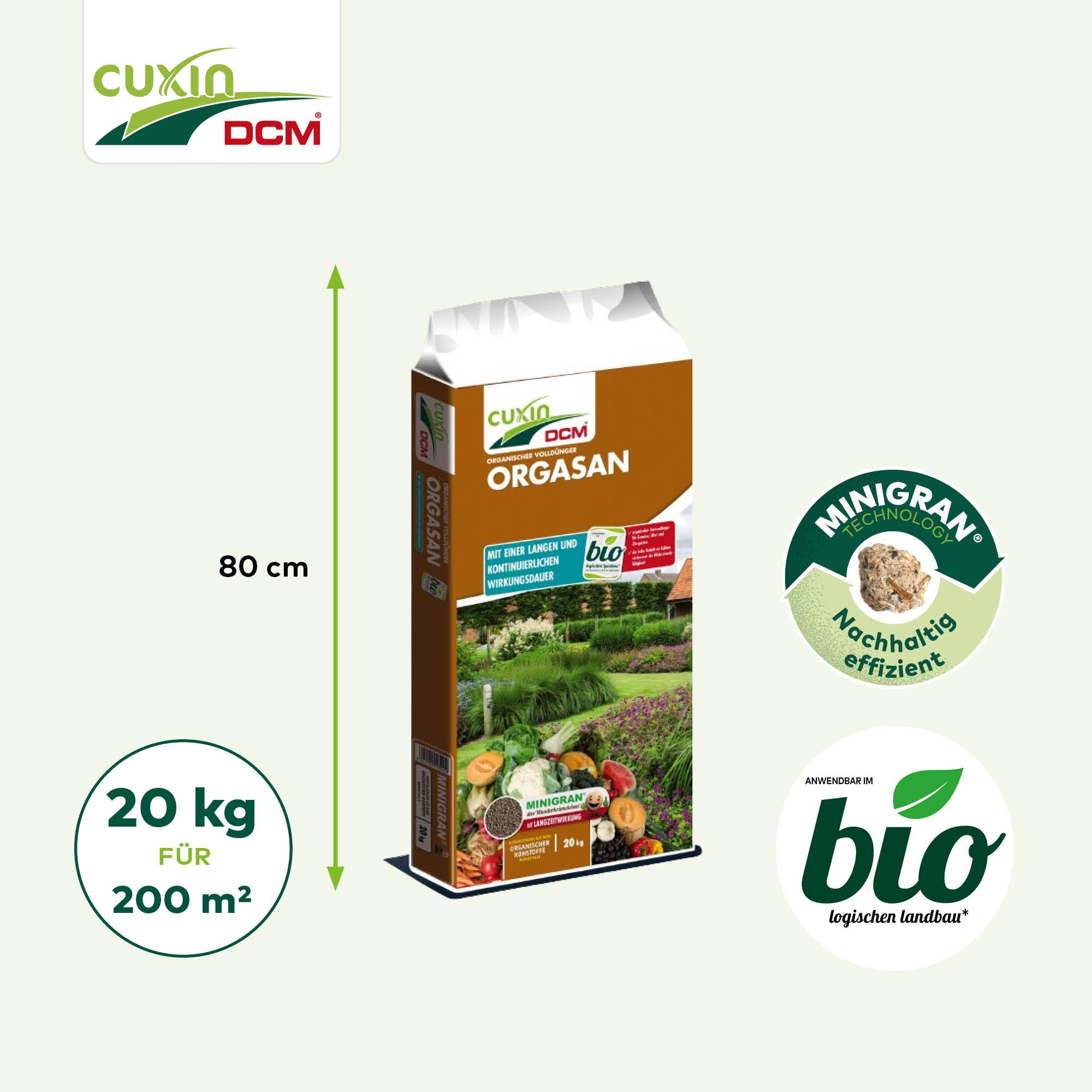 CUXIN DCM ORGASAN UNIVERSALDÜNGER - Mit MINIGRAN® TECHNOLOGY - Universaldünger - Bio Dünger - Langzeitdünger - organischer NPK-Dünger - 20 KG