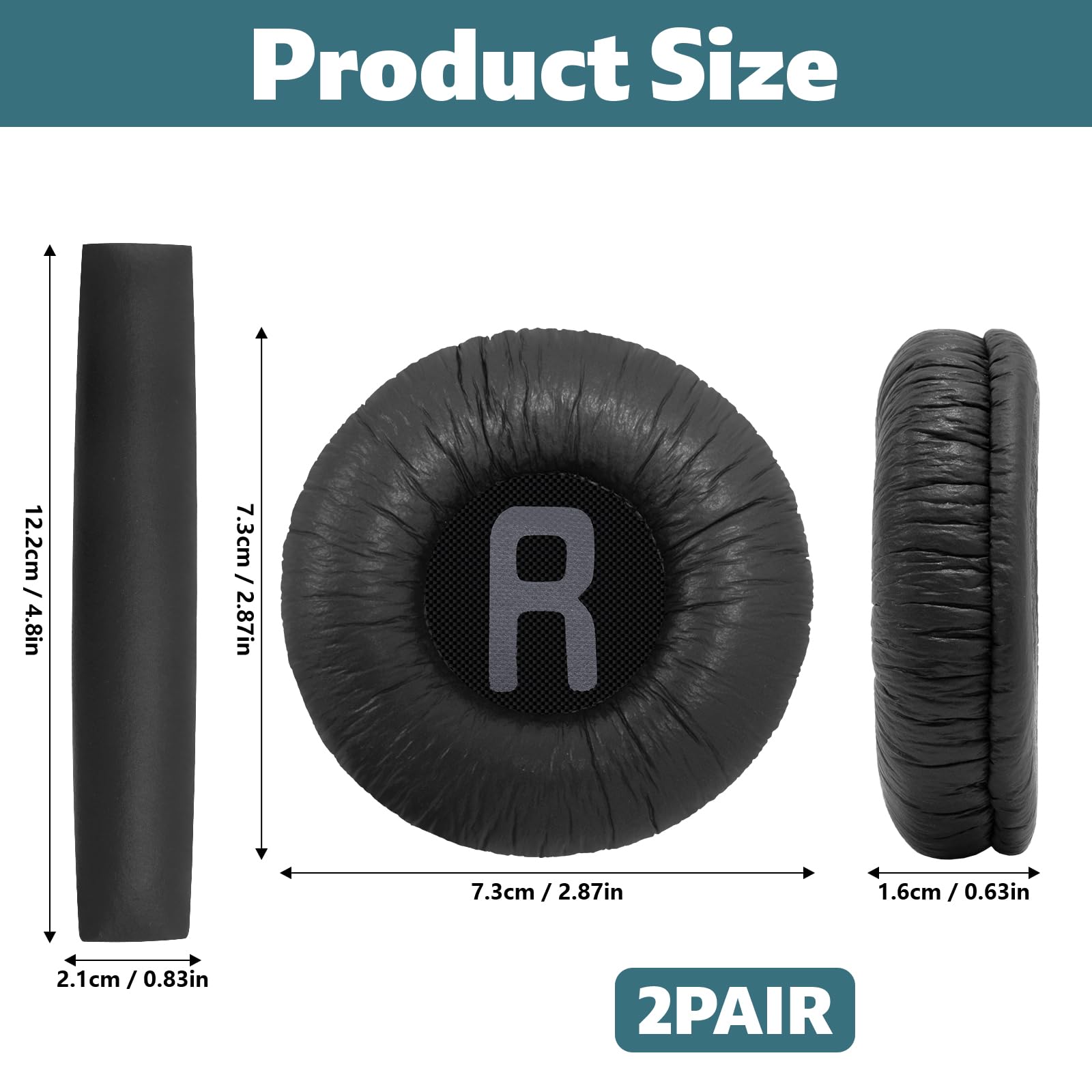 2 sztuki słuchawek nausznych do JBL T450, T500, T510, T520, Tune, 520BT 510BT 500BT 450BT E40BT, 70 mm pianki memory i opaska na czoło 125 mm, ergonomiczna, łatwa instalacja (czarno-białe)