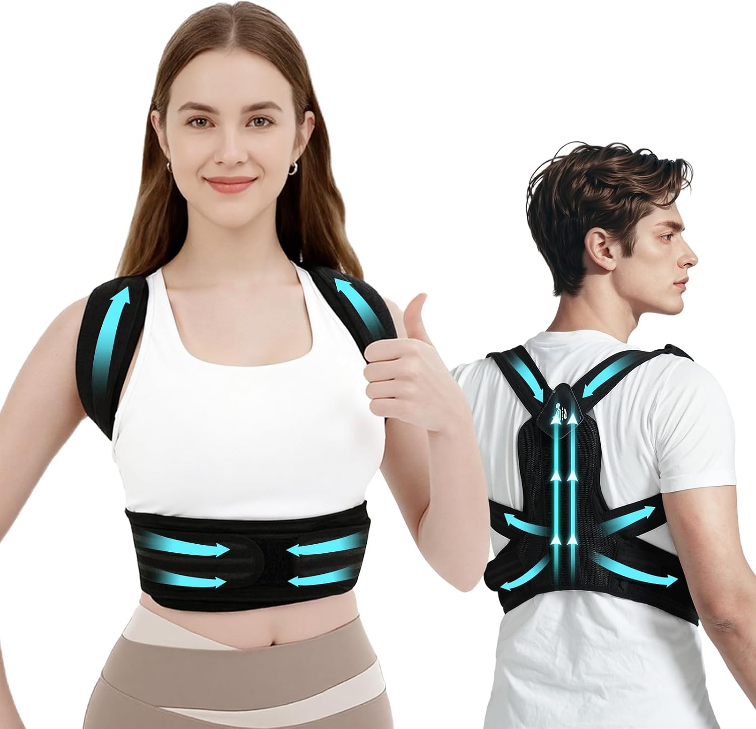 DEZIYUA Posture Corrector Back Brace for Women and Men, Shoulder Straightener, Adjustable Back Support Brace, Back Pain Relief – Slouching, Scoliosis, Hunchback, Hump, Thoracic, Spine Alignment – with Adjustable Shoulder Straps, Posture Support. Posture C