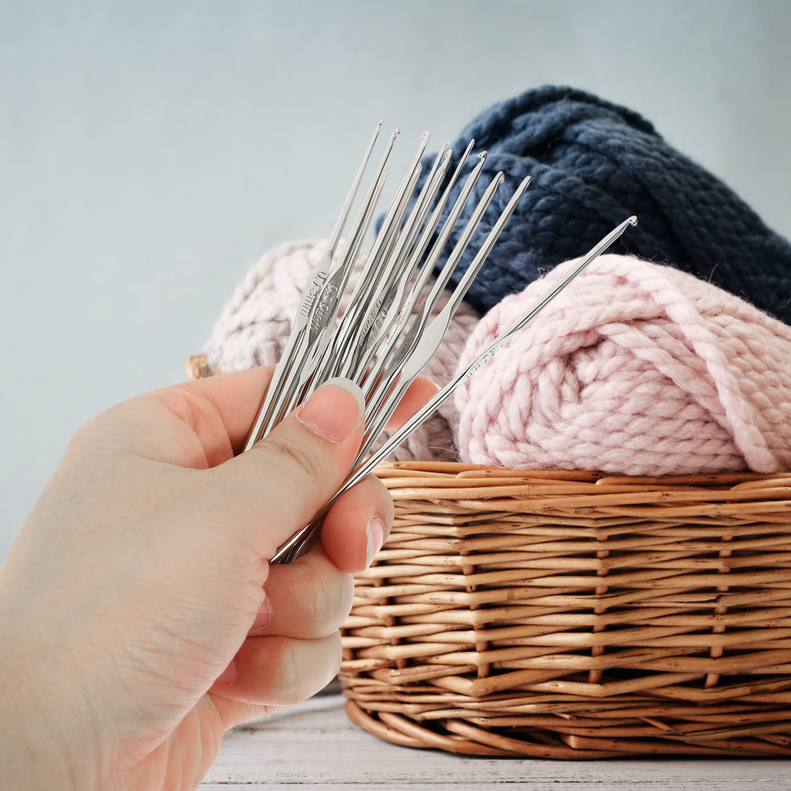 15 Juegos ganchillo de encaje agujas para hilo enhebradores equipo de tejer manos acero agujas crochet ergonómicas sombrero crochet aguja kit de agujas de ganchillo