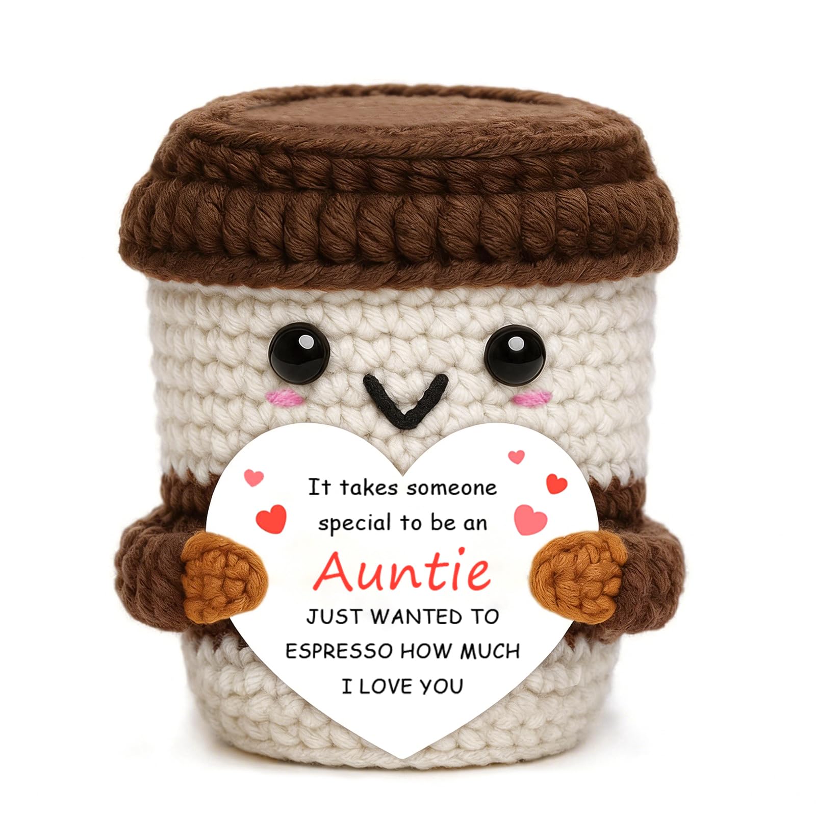 Kideerly Auntie Gifts, Handmade Crochet Coffee Cup, Best Auntie Birthday Gifts, Christmas Gift for Auntie, Aunt Gift from Niece Nephew for Mother's Day, Christmas Thanksgiving Presents — image 1