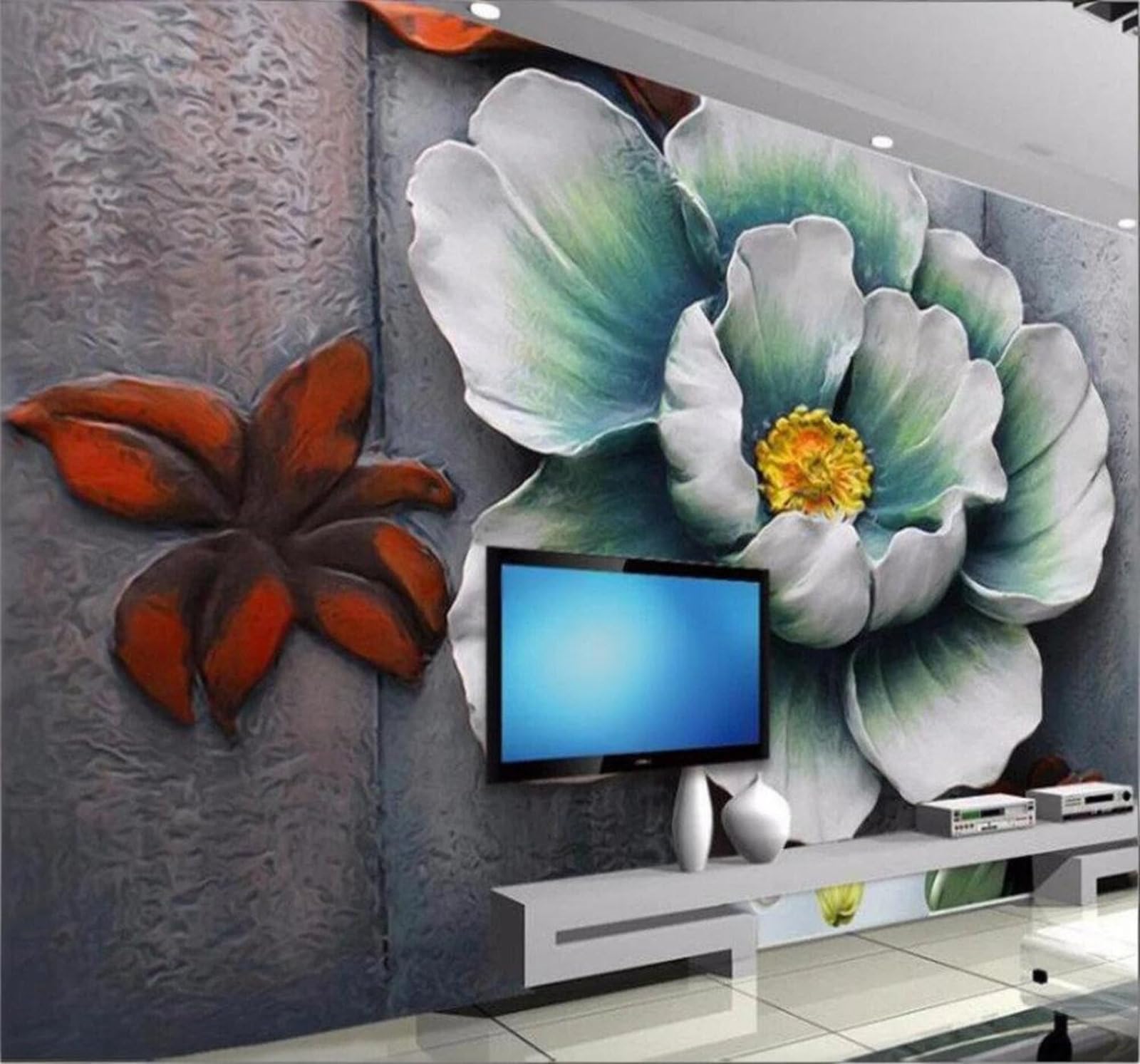 Relief Vintage Three Dimensional Flowers Art 3D Wallpaper Easy Install Feature Office Living Room Sofa Bedroom TV Background Wall Decoration-400cm×280cm