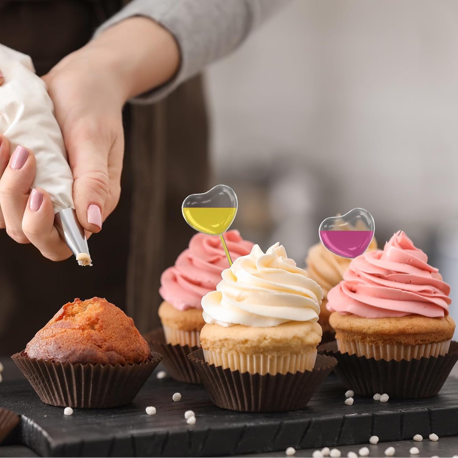 [Ball Style] Vabiooth 50Pcs 4mL Cupcakes Disposable Plastic Transfer Pipettes Liquid Dropper for Chocolate or Strawberries Cupcakes, Ice Cream, Mini Cakes, Waffles, Children's Painting