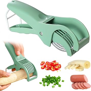 Banana Slicer,Hot Dog Cutter Slicer, Efficient and Safe Banana Cutter for Even Slices, kitchen gadget Green