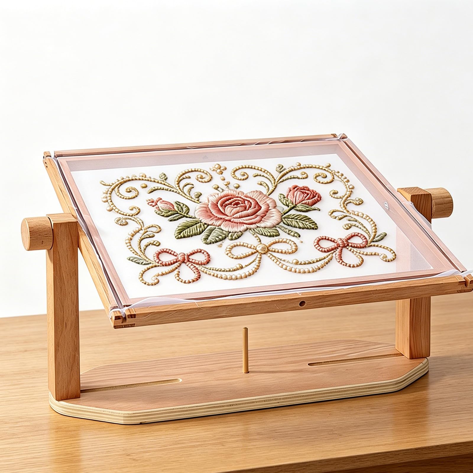 Soporte de madera con ergonomía, marco de bordado rec