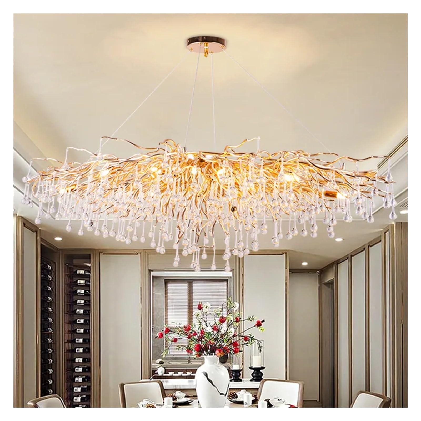 PCXEHUYP Living staircase villa warm chandelier crystal aluminum,Contemporary Dining Room