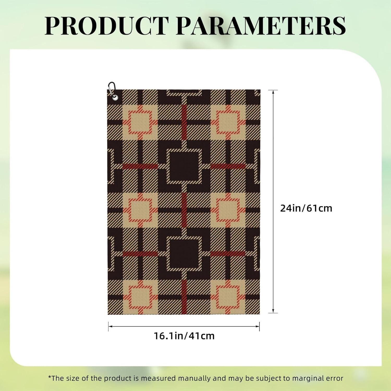 Tile Microfiber Golf Towel with Carabiner Clip, 16x24 Inch Absorbent Waffle Weave Towel for Golf Bags