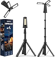 Vista 1 de 15000 mAh Rechargeable Camping Light with Stand, Cordless Work Light with 3 LED Lamp Heads, 5500 Lumens Dimmable Camping Essentials Gear Emergency