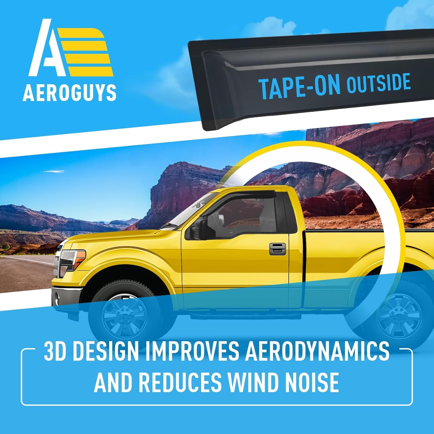 Extra Durable Window Deflectors Tape-On Window Visors Rain Guards Fit for Ford F150 2009-2014 Regular Cab, Sun Visors, Wind Vent for Shades, Exterior Car Accessories - 2pcs. AG0045