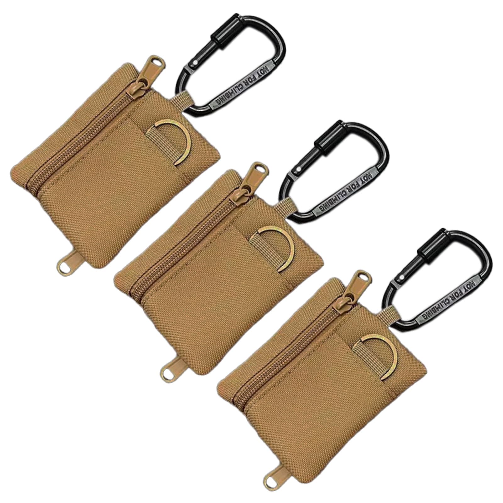 3 Pack Tactical EDC Keychain Pouch, Mini Wallet with Upgraded D-Ring - Military Mini Molle Utility Organizer for Outdoor, Hiking, Camping, Belt Gear,