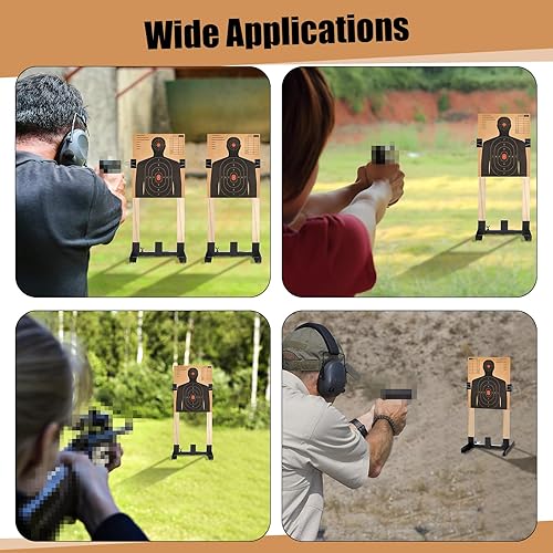 Miniatura 7 de Shappy 30 accesorios para objetivos de disparo, incluye 2 bases de soporte ajustables, 20 blancos de tiro de papel, silueta de cartón, 8 clips