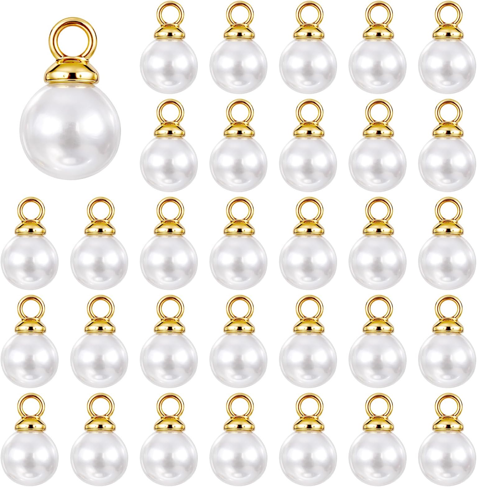 Vin Beauty Pearl Charms, 100 Pcs Pearl Charms for Jewelry Making, Pearls Beads Faux Pearls Pendant Charm DIY for Jewelry Making Bracelets Earrings Necklace Crafts