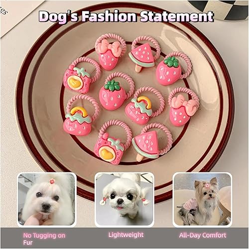 Miniatura 4 de 20 lazos para el pelo de perros pequeños hechos a mano con bandas de goma, lindos accesorios de aseo para perros de tamaño pequeño, Yorkie, Shih