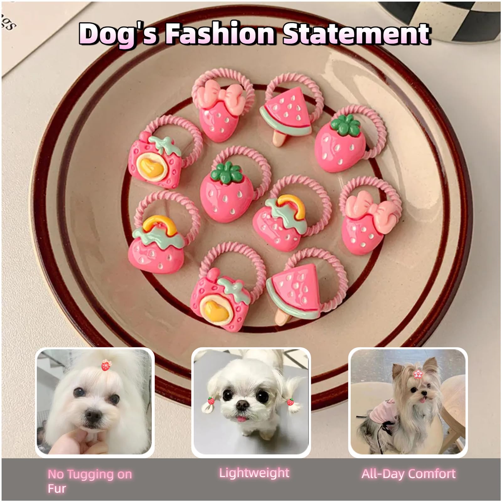 20 fiocchi per capelli per cani, fiocchi per cani di piccole dimensioni, accessori per cani per ragazze, fermagli per capelli per cani, con elastici, accessori per cani, Yorkie, Shih Tzu
