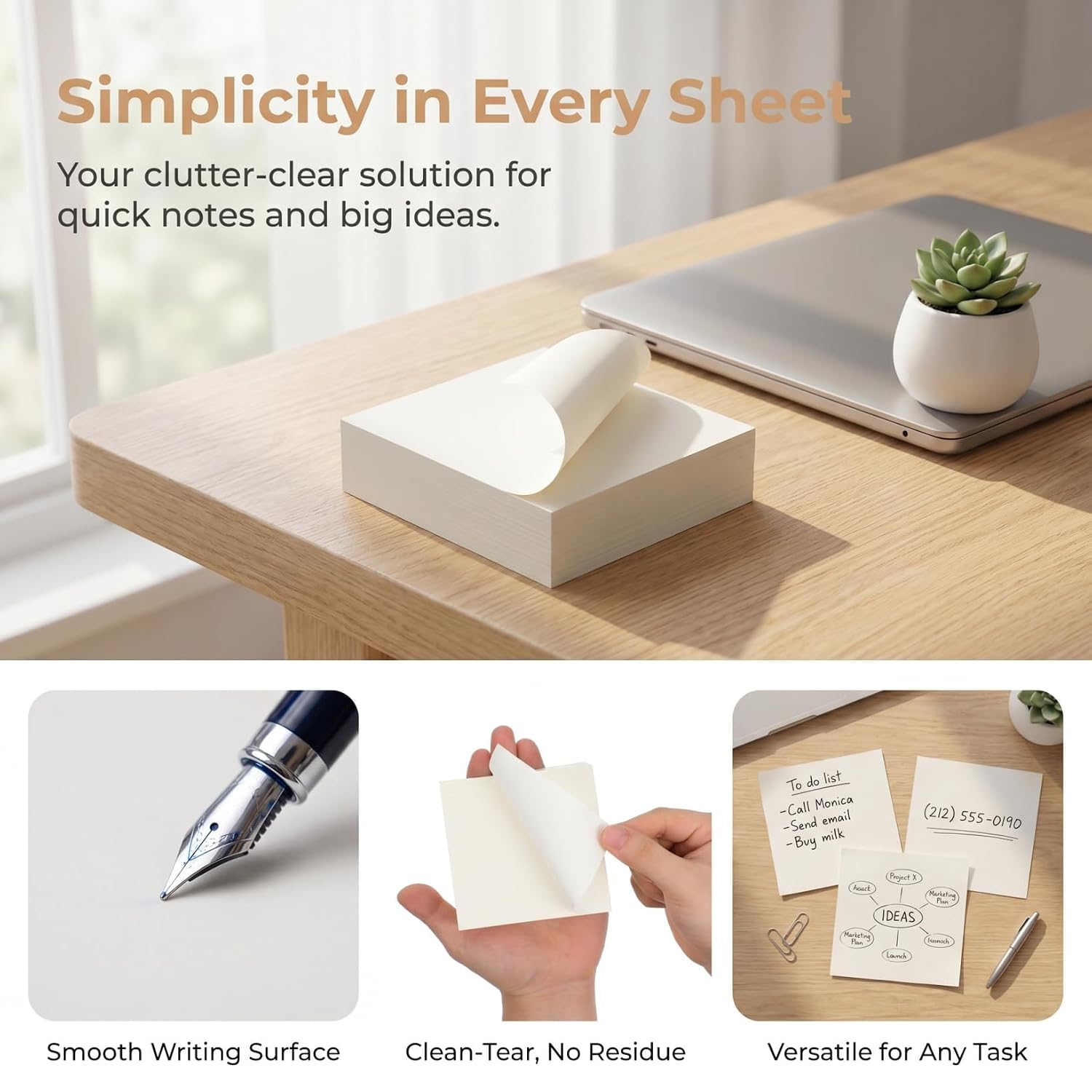 SEWACC Blank Memo Cube Refill 400 Sheets Non-Sticky Memo Sheets Tear-off Blank Note Pads Unlined Scratch Pads 3.93 X 3.93 in for Office School Home Organization image 5