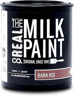 Real Milk Paint, Wood Paint for Furniture, Matte Paint for Cabinets, Walls, Brick, and Stone, Water Based Organic, No VOC, Barn Red, 1 Quart